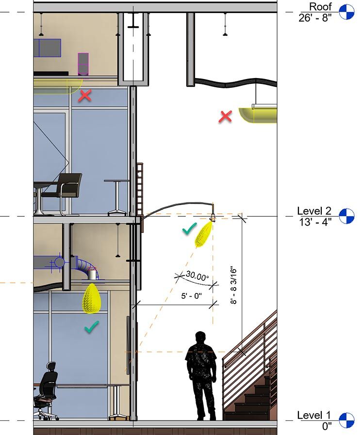 带有可见光源的 Revit 部分Revit 20 副本中的照明